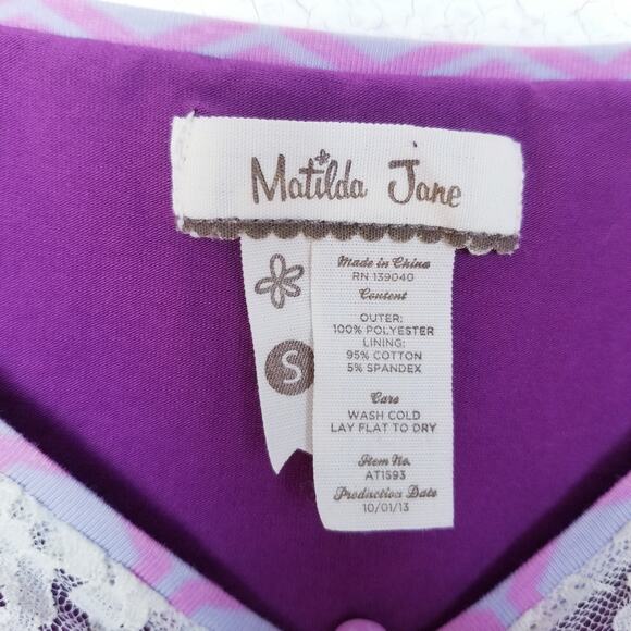 Matilda Jane Pippenger Peplum Purple Lace Top - Size Small - Picture 6 of 6